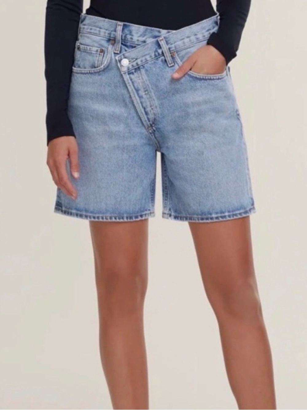 Agolde Light Wash High-Rise Denim Shorts